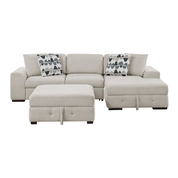 9624TP*32LRC 3-Piece Sectional with Right Chaise, Pull-out Bed and Ottoman - 9624TP*32LRC