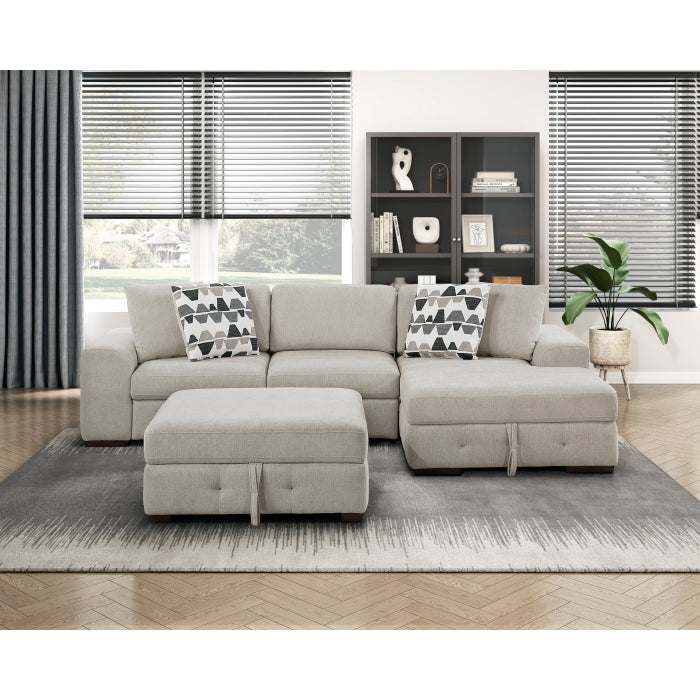9624TP*32LRC 3-Piece Sectional with Right Chaise, Pull-out Bed and Ottoman - 9624TP*32LRC
