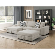 9624TP*3LC2R 3-Piece Sectional with Left Chaise, Pull-out Bed and Ottoman - 9624TP*3LC2R