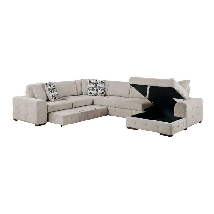 9624TP*42LRC 4-Piece Sectional with Right Chaise and Pull-out Bed - 9624TP*42LRC