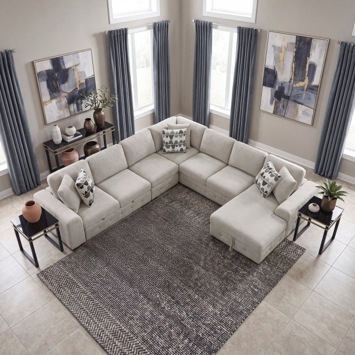 9624TP*52L1ACRC (5)5-Piece Sectional with Right Chaise and Pull-out Bed - 9624TP*52L1ACRC