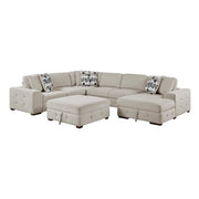 9624TP*52LRC 5-Piece Sectional with Right Chaise, Pull-out Bed and Ottoman - 9624TP*52LRC