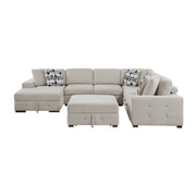 9624TP*5LC2R 5-Piece Sectional with Left Chaise, Pull-out Bed and Ottoman - 9624TP*5LC2R
