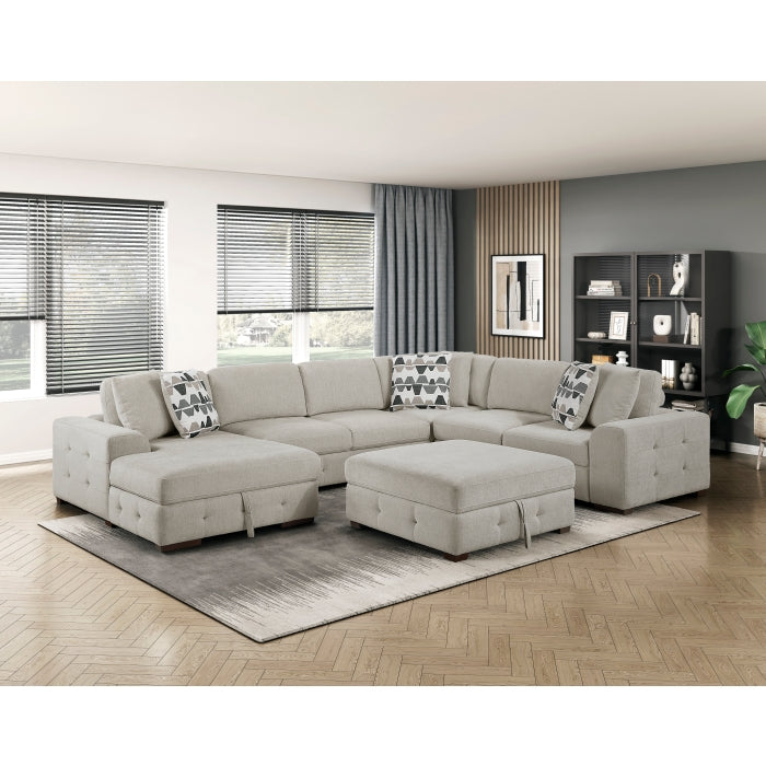 9624TP*5LC2R 5-Piece Sectional with Left Chaise, Pull-out Bed and Ottoman - 9624TP*5LC2R
