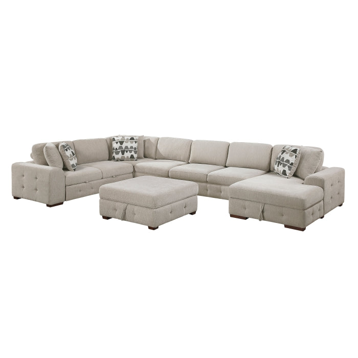 9624TP*62L1ACRCOT (6)6-Piece Sectional with Right Chaise, Pull-out Bed and Ottoman - 9624TP*62L1ACRCOT