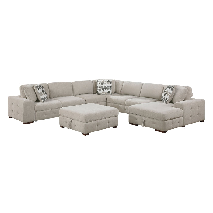 9624TP*62L1ACRCOT (6)6-Piece Sectional with Right Chaise, Pull-out Bed and Ottoman - 9624TP*62L1ACRCOT