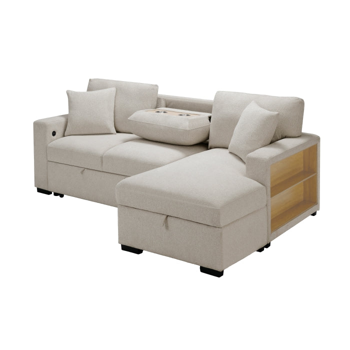 9630BE*22LRC (2)Sectional with Right Chaise, Pull-out Bed, Hidden Storage and Shelves, Charging Ports - 9630BE*22LRC