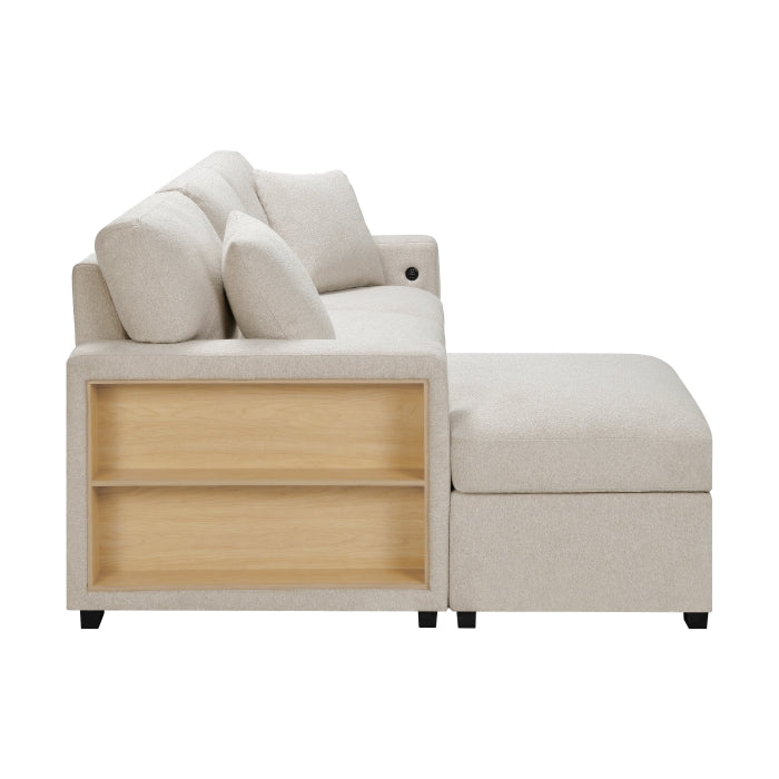 9630BE*2LC2R (2) Sectional with Left Chaise, Pull-out Bed and Hidden Storage, Charging Ports - 9630BE*2LC2R