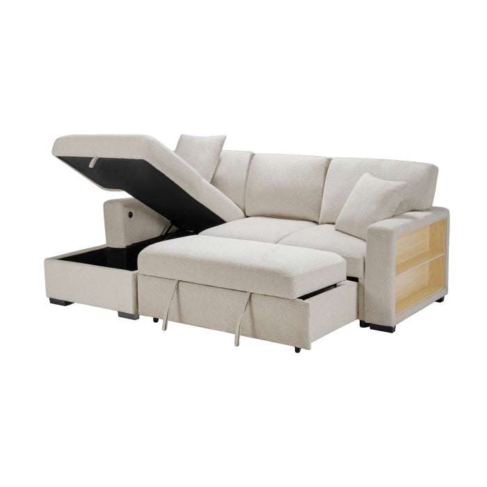 9630BE*2LC2R (2) Sectional with Left Chaise, Pull-out Bed and Hidden Storage, Charging Ports - 9630BE*2LC2R