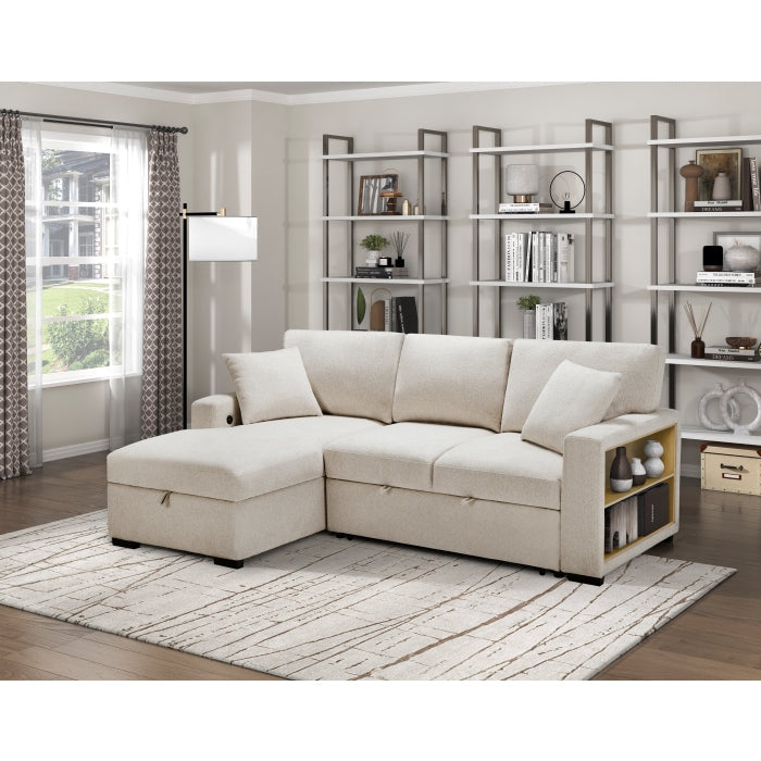 9630BE*2LC2R (2) Sectional with Left Chaise, Pull-out Bed and Hidden Storage, Charging Ports - 9630BE*2LC2R