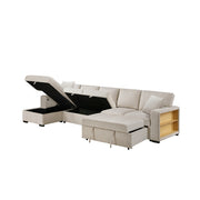 9630BE*3LC2R (3)Sectional with Left Chaise, Pull-out Bed, Hidden Storages  and Shelves, Charging Ports - 9630BE*3LC2R