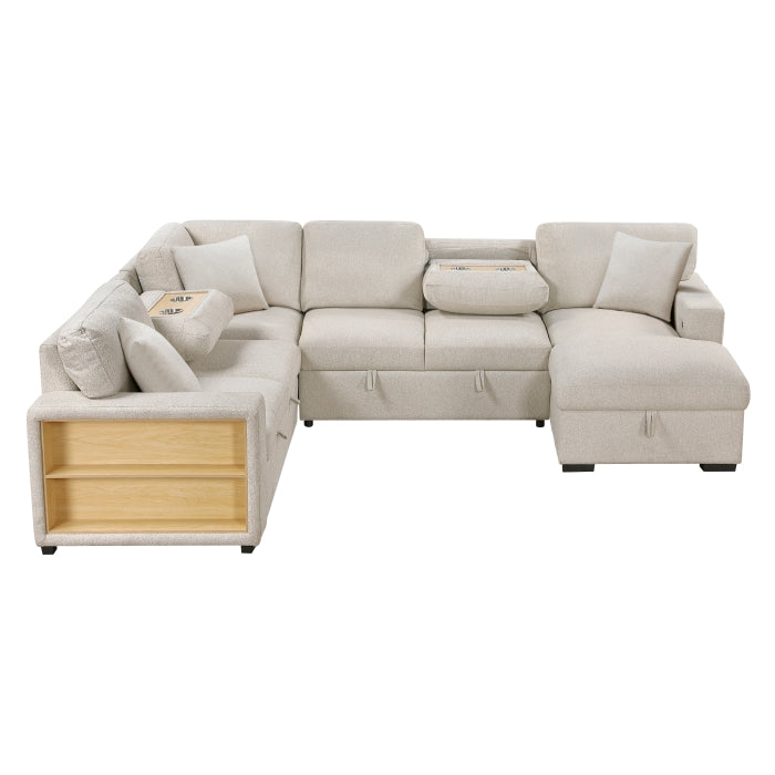 9630BE*42LRC (4)Sectional with Right Chaise, Pull-out Bed, Hidden Storages and Shelves, Charging Ports - 9630BE*42LRC
