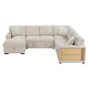 9630BE*4LC2R (4)Sectional with Left Chaise, Pull-out Bed, Hidden Storages and Shelves, Charging Ports - 9630BE*4LC2R