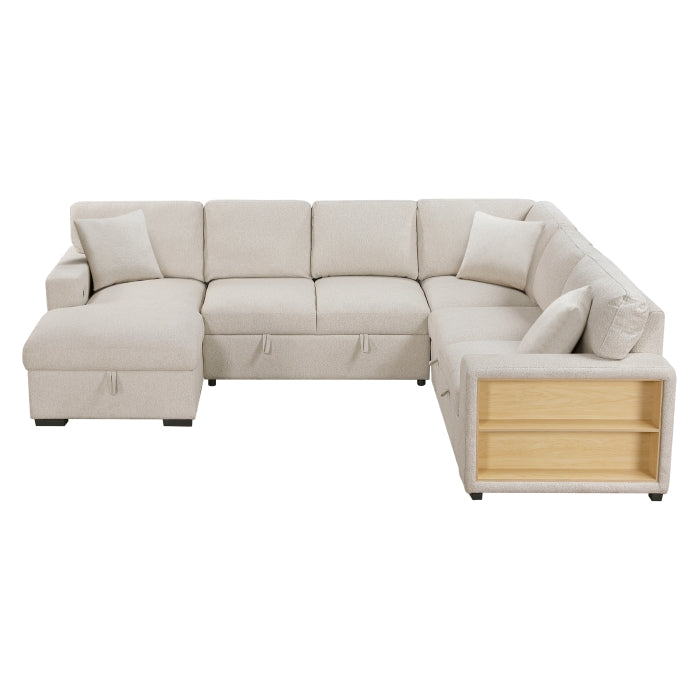 9630BE*4LC2R (4)Sectional with Left Chaise, Pull-out Bed, Hidden Storages and Shelves, Charging Ports - 9630BE*4LC2R