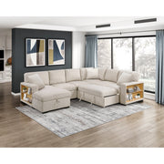 9630BE*4LC2R (4)Sectional with Left Chaise, Pull-out Bed, Hidden Storages and Shelves, Charging Ports - 9630BE*4LC2R