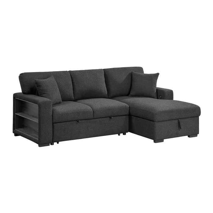 9630BK*22LRC (2)Sectional with Right Chaise, Pull-out Bed, Hidden Storage and Shelves, Charging Ports - 9630BK*22LRC