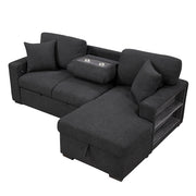 9630BK*22LRC (2)Sectional with Right Chaise, Pull-out Bed, Hidden Storage and Shelves, Charging Ports - 9630BK*22LRC