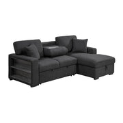 9630BK*22LRC (2)Sectional with Right Chaise, Pull-out Bed, Hidden Storage and Shelves, Charging Ports - 9630BK*22LRC