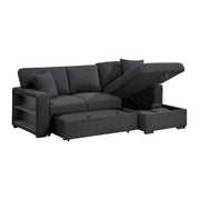 9630BK*22LRC (2)Sectional with Right Chaise, Pull-out Bed, Hidden Storage and Shelves, Charging Ports - 9630BK*22LRC