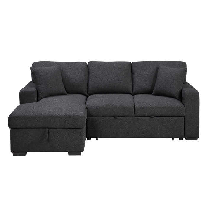 9630BK*2LC2R (2) Sectional with Left Chaise, Pull-out Bed and Hidden Storage, Charging Ports - 9630BK*2LC2R
