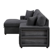 9630BK*2LC2R (2) Sectional with Left Chaise, Pull-out Bed and Hidden Storage, Charging Ports - 9630BK*2LC2R