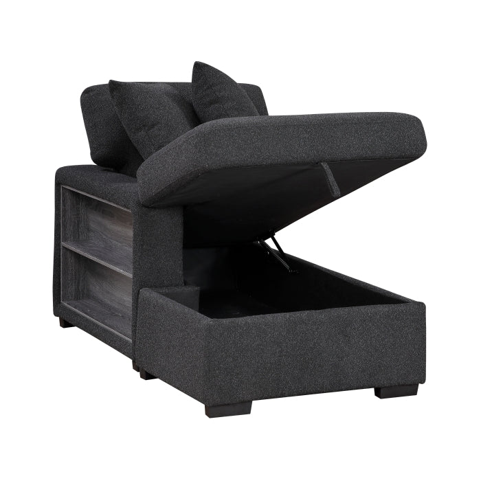 9630BK*2LC2R (2) Sectional with Left Chaise, Pull-out Bed and Hidden Storage, Charging Ports - 9630BK*2LC2R