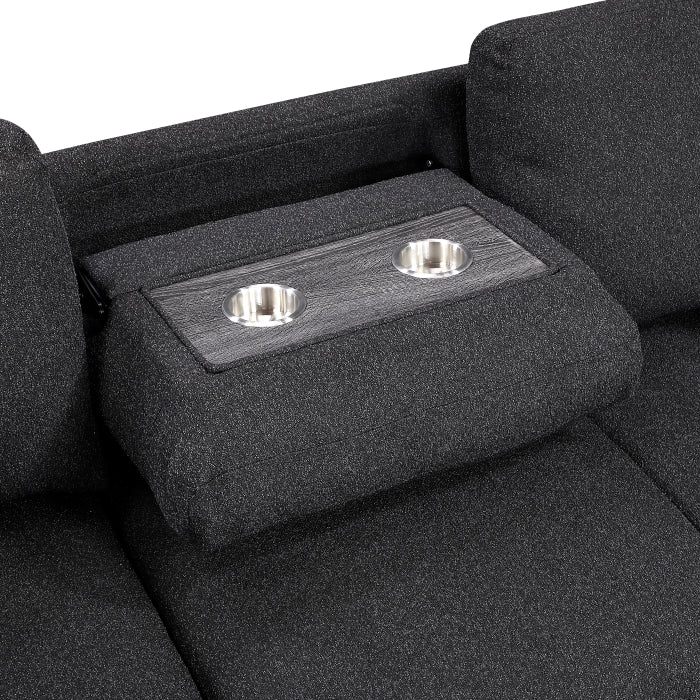 9630BK*2LC2R (2) Sectional with Left Chaise, Pull-out Bed and Hidden Storage, Charging Ports - 9630BK*2LC2R