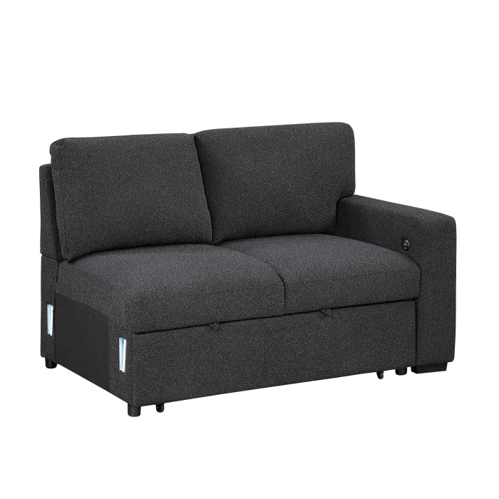 9630BK*2LC2R (2) Sectional with Left Chaise, Pull-out Bed and Hidden Storage, Charging Ports - 9630BK*2LC2R