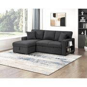 9630BK*2LC2R (2) Sectional with Left Chaise, Pull-out Bed and Hidden Storage, Charging Ports - 9630BK*2LC2R