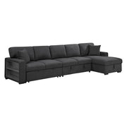9630BK*32LRC (3)Sectional with Right Chaise, Pull-out Bed, Hidden Storages and Shelves, Charging Ports - 9630BK*32LRC
