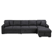 9630BK*32LRC (3)Sectional with Right Chaise, Pull-out Bed, Hidden Storages and Shelves, Charging Ports - 9630BK*32LRC