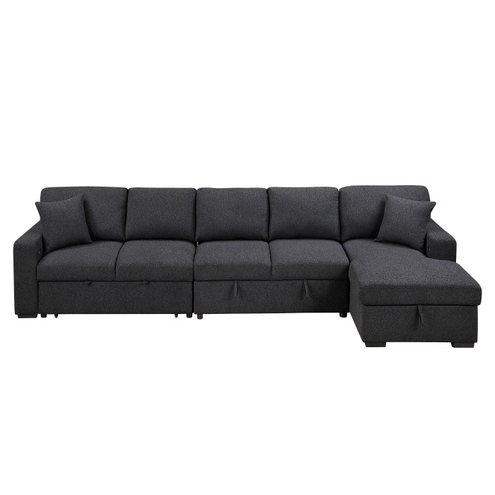 9630BK*32LRC (3)Sectional with Right Chaise, Pull-out Bed, Hidden Storages and Shelves, Charging Ports - 9630BK*32LRC