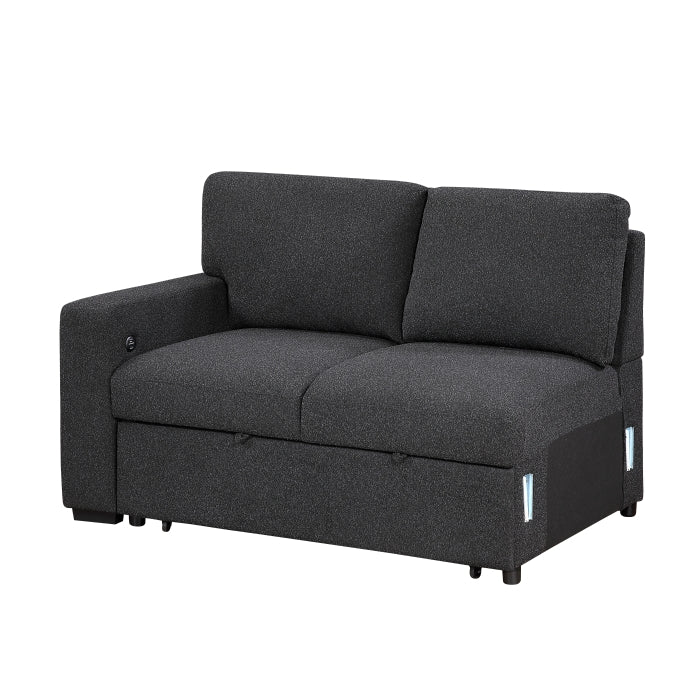 9630BK*32LRC (3)Sectional with Right Chaise, Pull-out Bed, Hidden Storages and Shelves, Charging Ports - 9630BK*32LRC