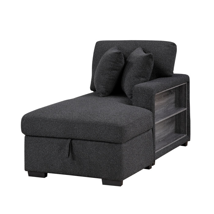 9630BK*32LRC (3)Sectional with Right Chaise, Pull-out Bed, Hidden Storages and Shelves, Charging Ports - 9630BK*32LRC