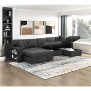 9630BK*32LRC (3)Sectional with Right Chaise, Pull-out Bed, Hidden Storages and Shelves, Charging Ports - 9630BK*32LRC