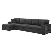 9630BK*3LC2R (3)Sectional with Left Chaise, Pull-out Bed, Hidden Storages  and Shelves, Charging Ports - 9630BK*3LC2R