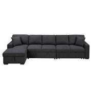 9630BK*3LC2R (3)Sectional with Left Chaise, Pull-out Bed, Hidden Storages  and Shelves, Charging Ports - 9630BK*3LC2R