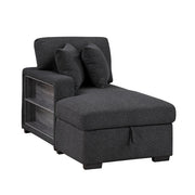 9630BK*3LC2R (3)Sectional with Left Chaise, Pull-out Bed, Hidden Storages  and Shelves, Charging Ports - 9630BK*3LC2R