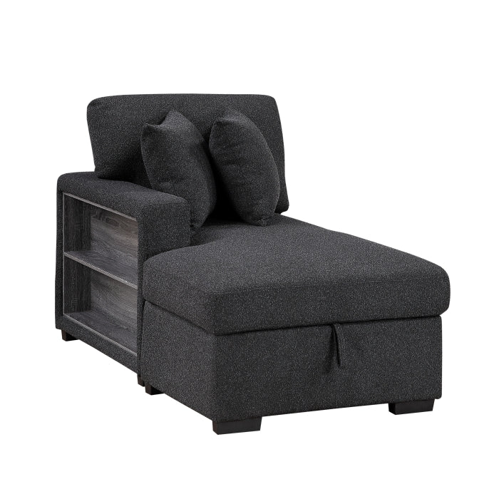 9630BK*3LC2R (3)Sectional with Left Chaise, Pull-out Bed, Hidden Storages  and Shelves, Charging Ports - 9630BK*3LC2R