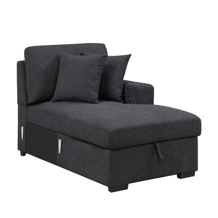 9630BK*42LRC (4)Sectional with Right Chaise, Pull-out Bed, Hidden Storages and Shelves, Charging Ports - 9630BK*42LRC