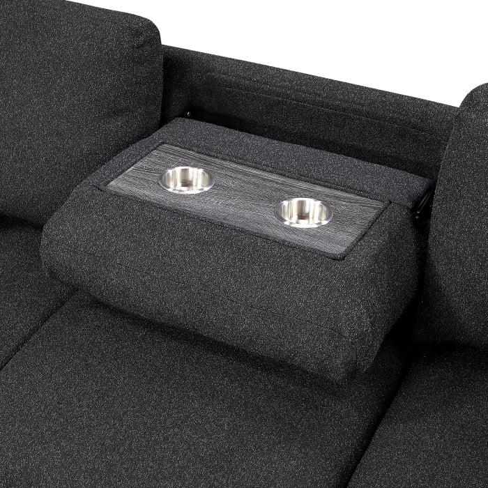 9630BK*42LRC (4)Sectional with Right Chaise, Pull-out Bed, Hidden Storages and Shelves, Charging Ports - 9630BK*42LRC