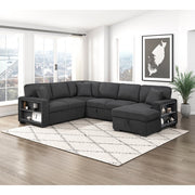 9630BK*42LRC (4)Sectional with Right Chaise, Pull-out Bed, Hidden Storages and Shelves, Charging Ports - 9630BK*42LRC