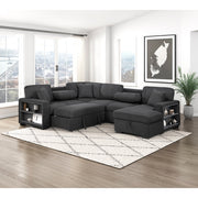 9630BK*42LRC (4)Sectional with Right Chaise, Pull-out Bed, Hidden Storages and Shelves, Charging Ports - 9630BK*42LRC