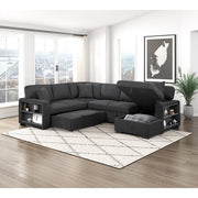 9630BK*42LRC (4)Sectional with Right Chaise, Pull-out Bed, Hidden Storages and Shelves, Charging Ports - 9630BK*42LRC
