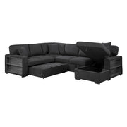 9630BK*42LRC (4)Sectional with Right Chaise, Pull-out Bed, Hidden Storages and Shelves, Charging Ports - 9630BK*42LRC