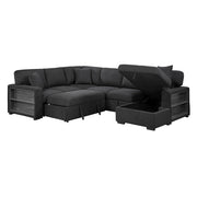 9630BK*42LRC (4)Sectional with Right Chaise, Pull-out Bed, Hidden Storages and Shelves, Charging Ports - 9630BK*42LRC