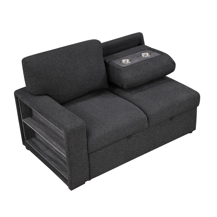 9630BK*42LRC (4)Sectional with Right Chaise, Pull-out Bed, Hidden Storages and Shelves, Charging Ports - 9630BK*42LRC