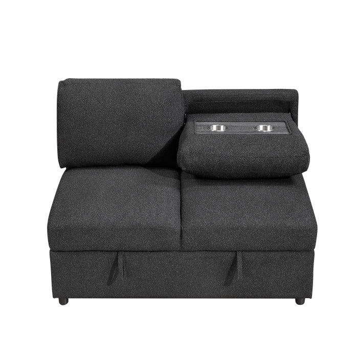 9630BK*42LRC (4)Sectional with Right Chaise, Pull-out Bed, Hidden Storages and Shelves, Charging Ports - 9630BK*42LRC
