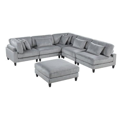 9688GY*62CR3ACOT (6)6-Piece Modular Sectional with Ottoman - 9688GY*62CR3ACOT