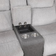 9703GY-2 Double Reclining Love Seat with Center Console - 9703GY-2